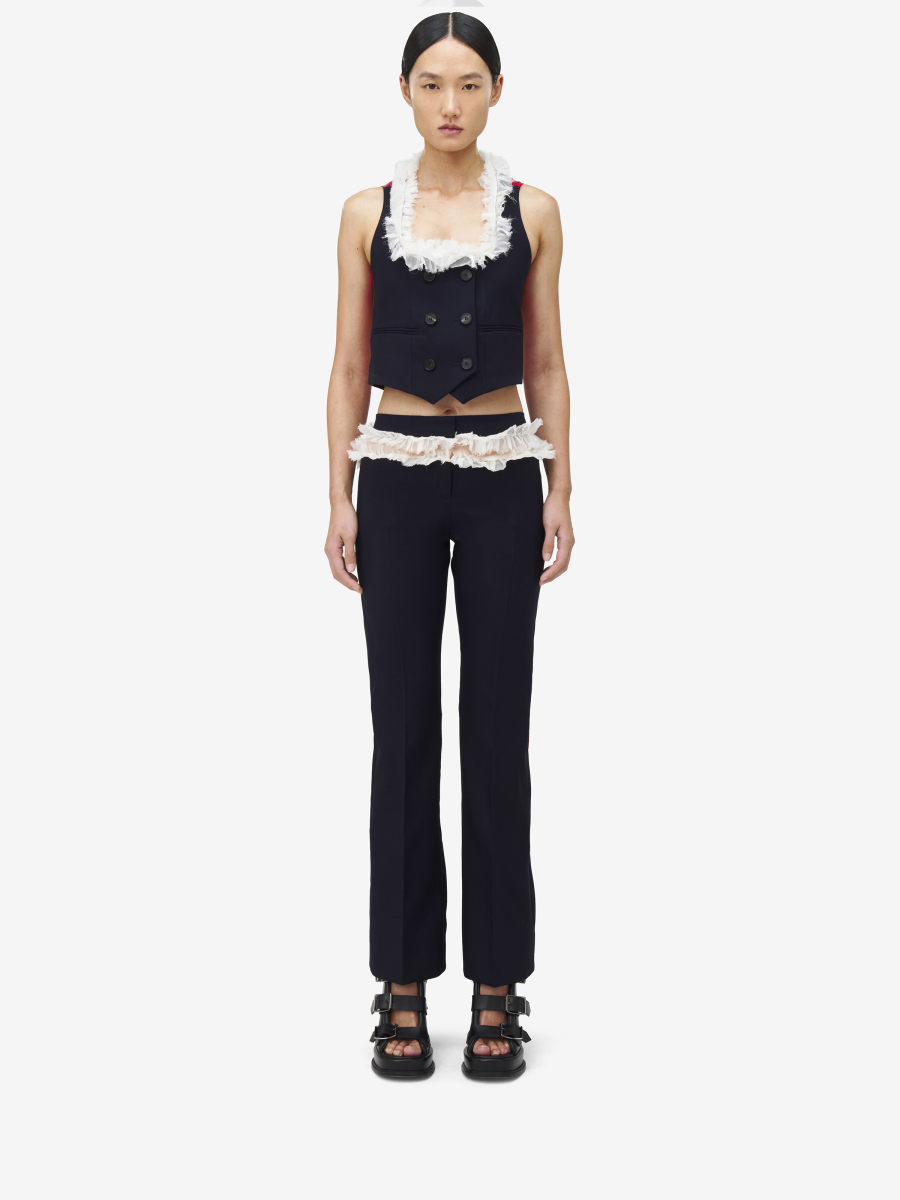 ALEXANDER MCQUEEN - Slashed Creponne Detail Kickback Trousers - Item 829923QJADK4100